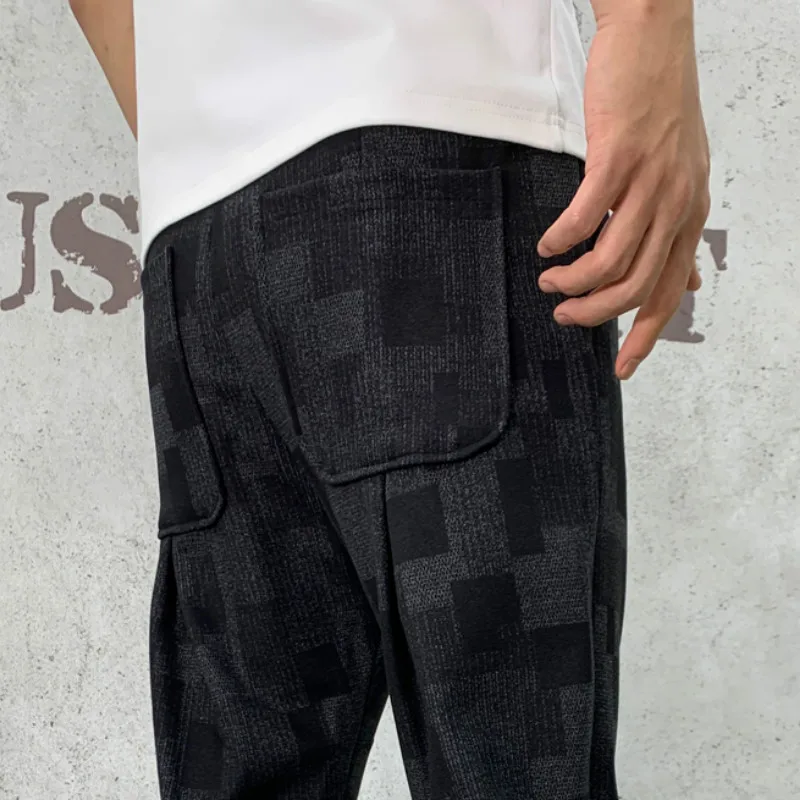 

Plaid Mens Joggers Pants Hip Pop Casual Pencil Pant Spring Autumn Elastic Waist Sweatpants Streetwear Trousers Harem Pant 28-36
