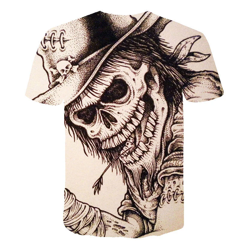 

2021 Fashion Mens T shirts Fashion New Men's Short Sleeve T-shirt Casual 3D skull Print Rock Tshirt For Man Printed Tops