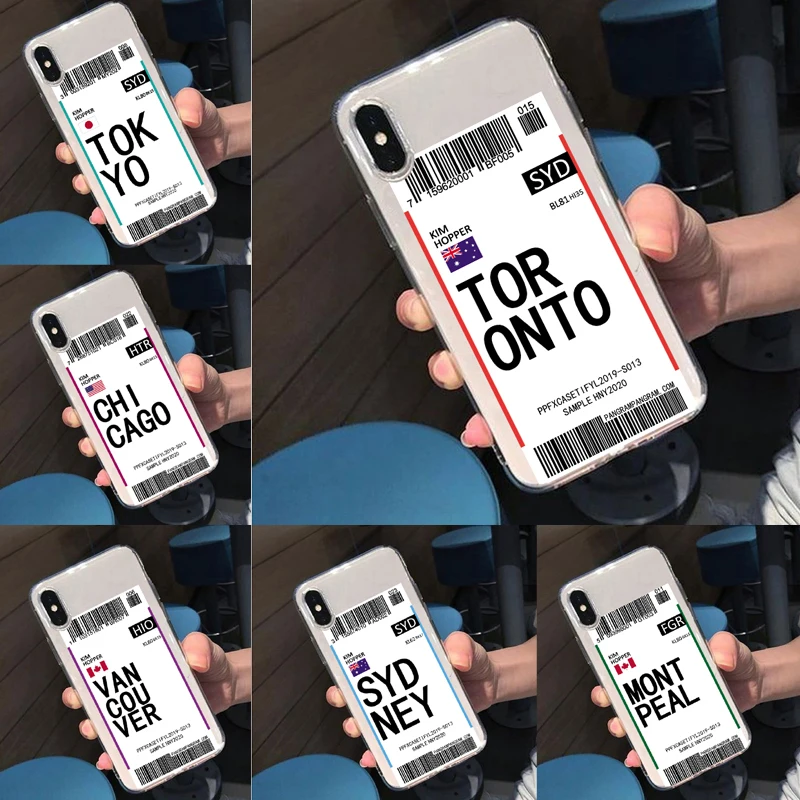 Воздушный билет США город Лондон Париж Токийский ярлык мир прозрачный мягкий ТПУ