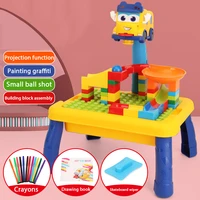 kids activity table projection painting building blocks educational children block toys multifunctional learning desk study toy