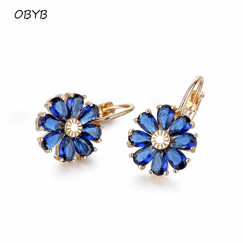 Женские серьги-гвоздики с фианитами серьги подвесками в форме цветка ювелирное