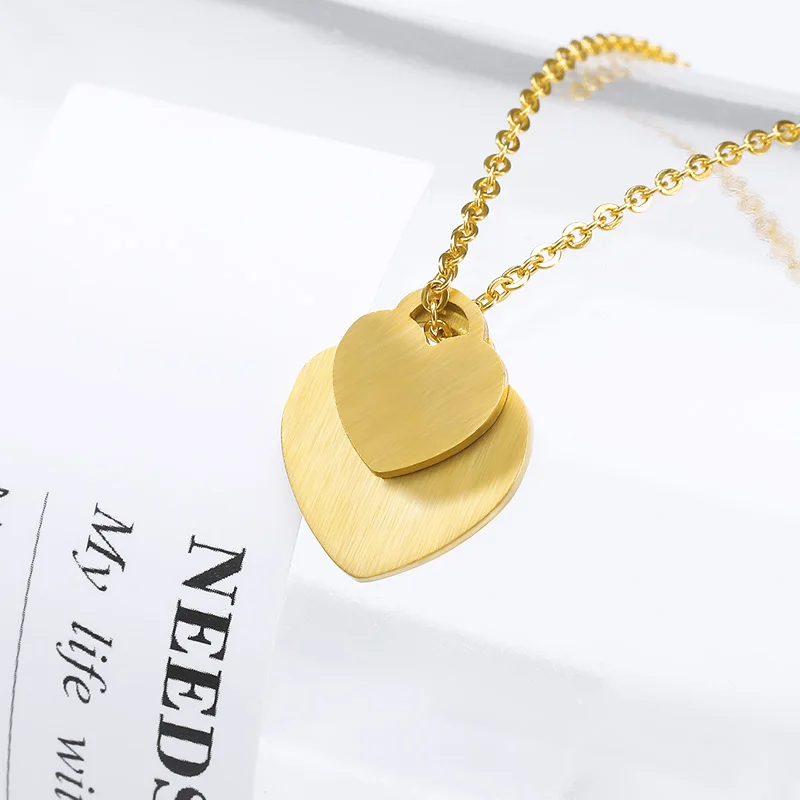 Двойные подвески для ожерелья в форме сердца женщин Любовь ювелирные изделия