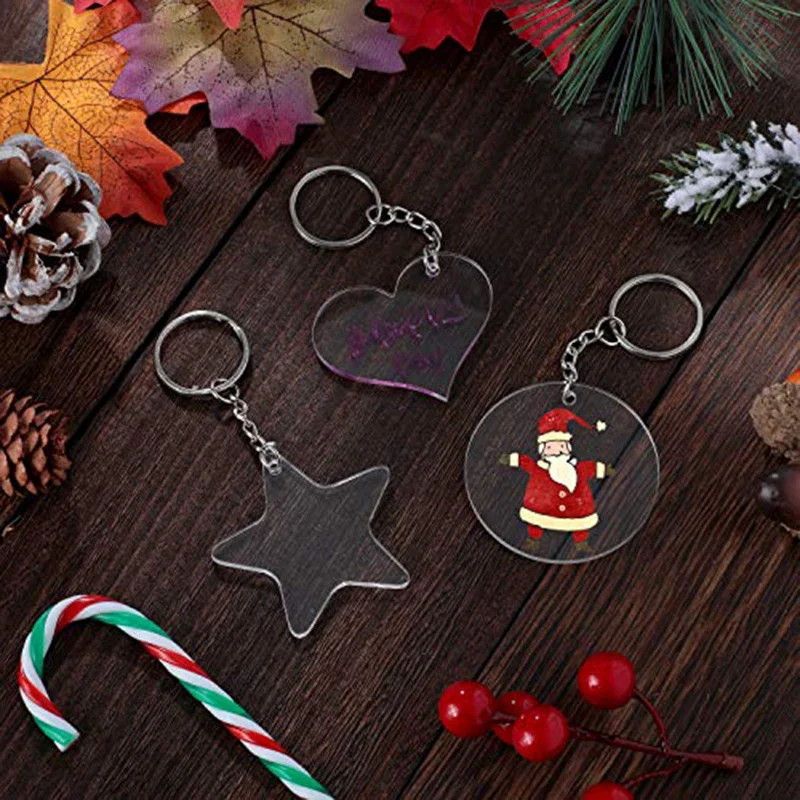 

40 Pieces Clear Keychain Blank Acrylic Blank Disc and40 Pieces Key Rings with Chain for Diy Projects andCrafts
