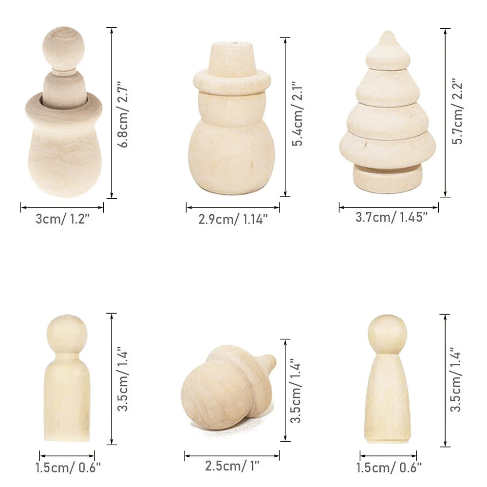 53PcsSolid твердых пород дерева людей разных Размеры естественные необработанные