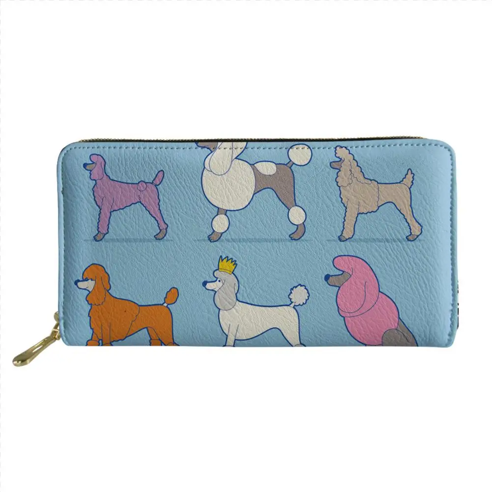 Длинный кошелек Thikin для женщин милый объемный бумажник с рисунком пуделя девочек