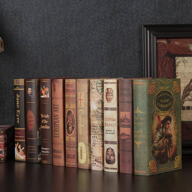 

10CS old vintage Decor fake book decoration simulation room hotel cafe Shelf Bookcase props