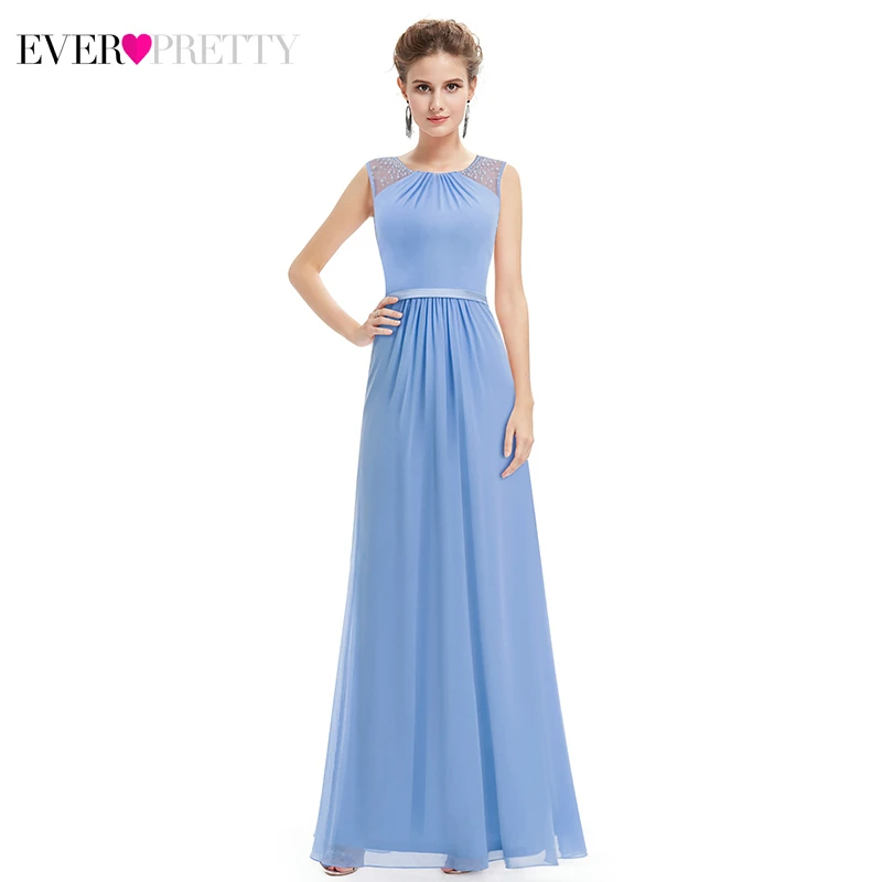 Ever Pretty элегантные вечерние платья Ever Pretty A-Line с круглым вырезом из бисера без рукавов Дешевые вечерние платья Vestido Longo Festa