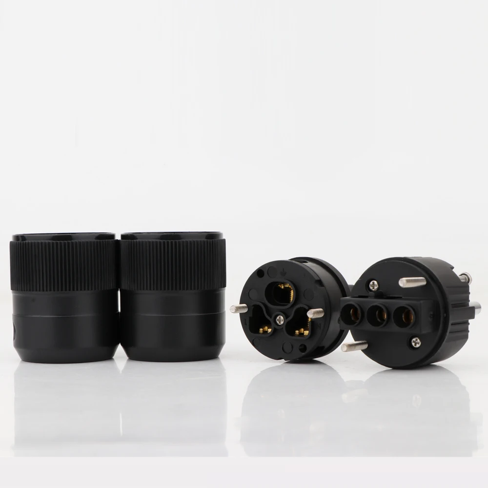 Одна пара Hi-End латунных штекеров ЕС Hifi Schuko разъемы для кабеля питания |