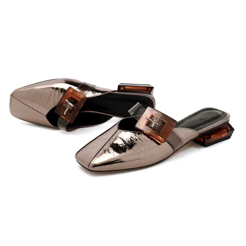 Женские туфли на низком каблуке FEDONAS черные туфли-лодочки с большой пряжкой