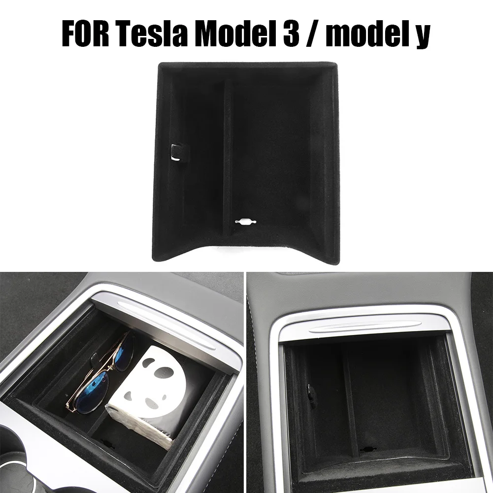 

Органайзер для центральной консоли, лоток, флокирующий контейнер для хранения с тканевым держателем для солнцезащитных очков для Tesla Model 3 Y ...