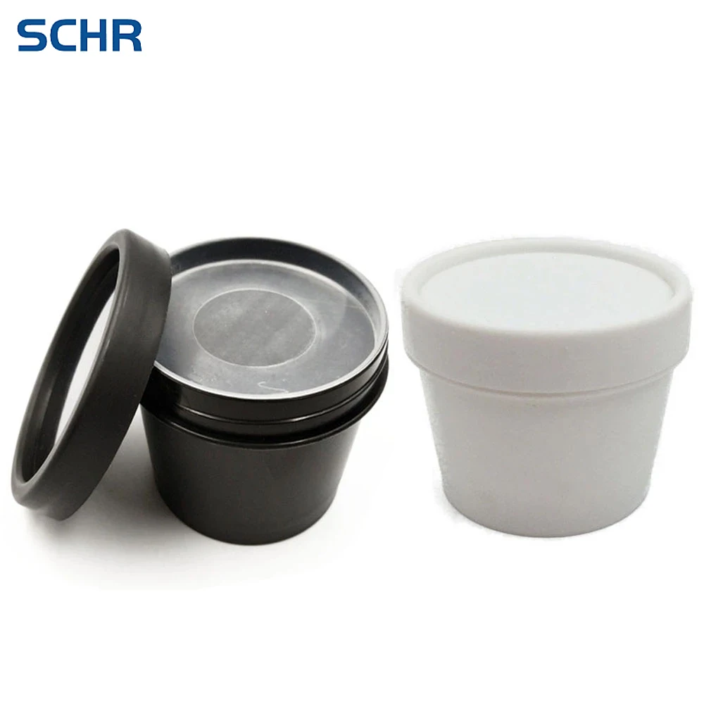 

3pcs 100g White/Black/Clear Cosmetic Mask Jar Cream Box Plastic Barrel Shaped Pot container Set