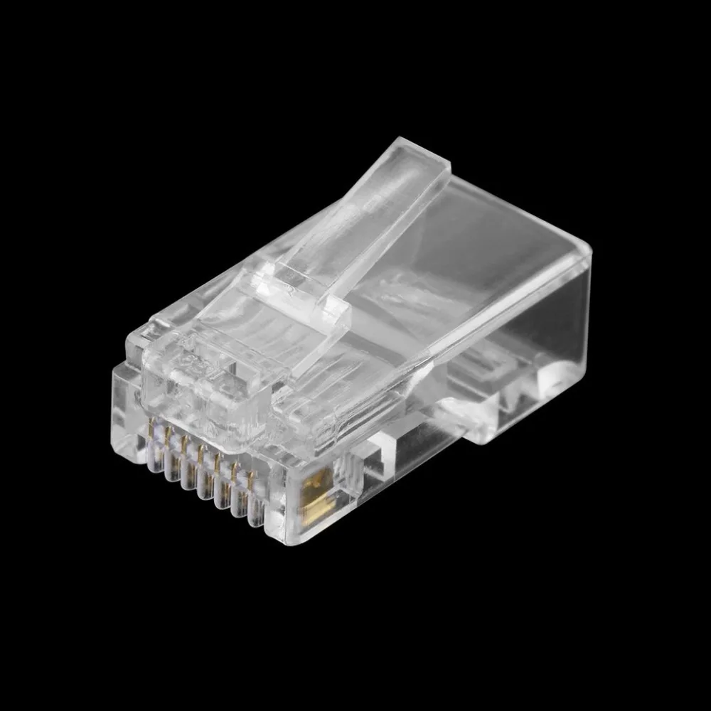 Универсальная прозрачная Сетевая розетка ESCAM 100 шт./компл. RJ45 CAT5 CAT5E с позолоченным