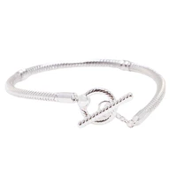bewill real 925 sterling silver hot moments t shaped buckle snake bone chain for women fit original brand