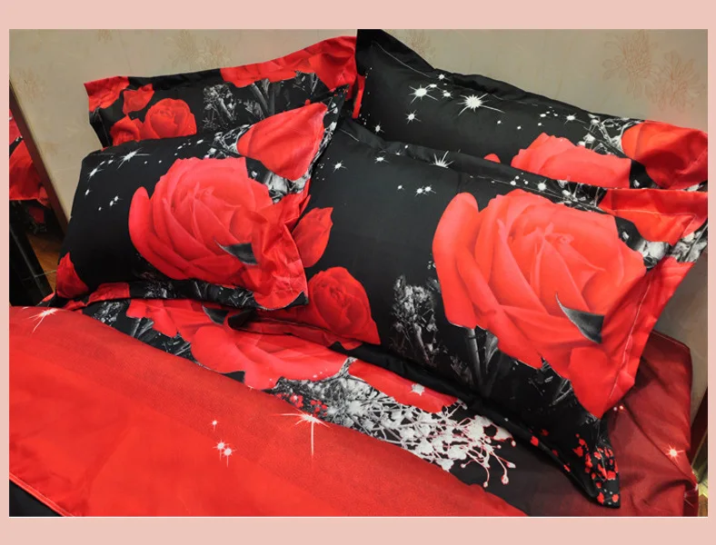 

3D Flowers Set Printed Polyester 230x200cm Duvet Cover Bedsheet with Pillow Sham Comforter Bedding Sets home textiles King Size