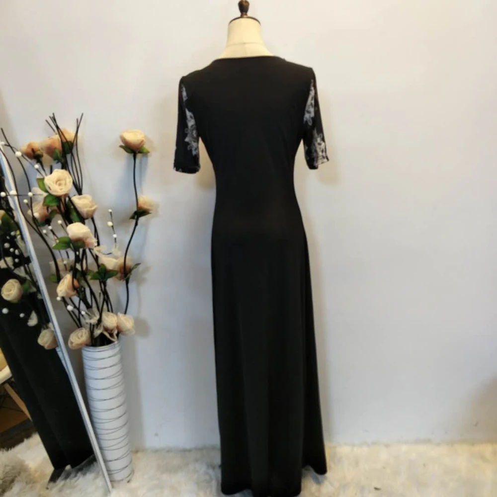 

Abaya Printed Long Dress Arab Jilbab Muslim Women Vintage O-neck Turkish Dubai Short Sleeve Summer Ethnic Middle East Fashion