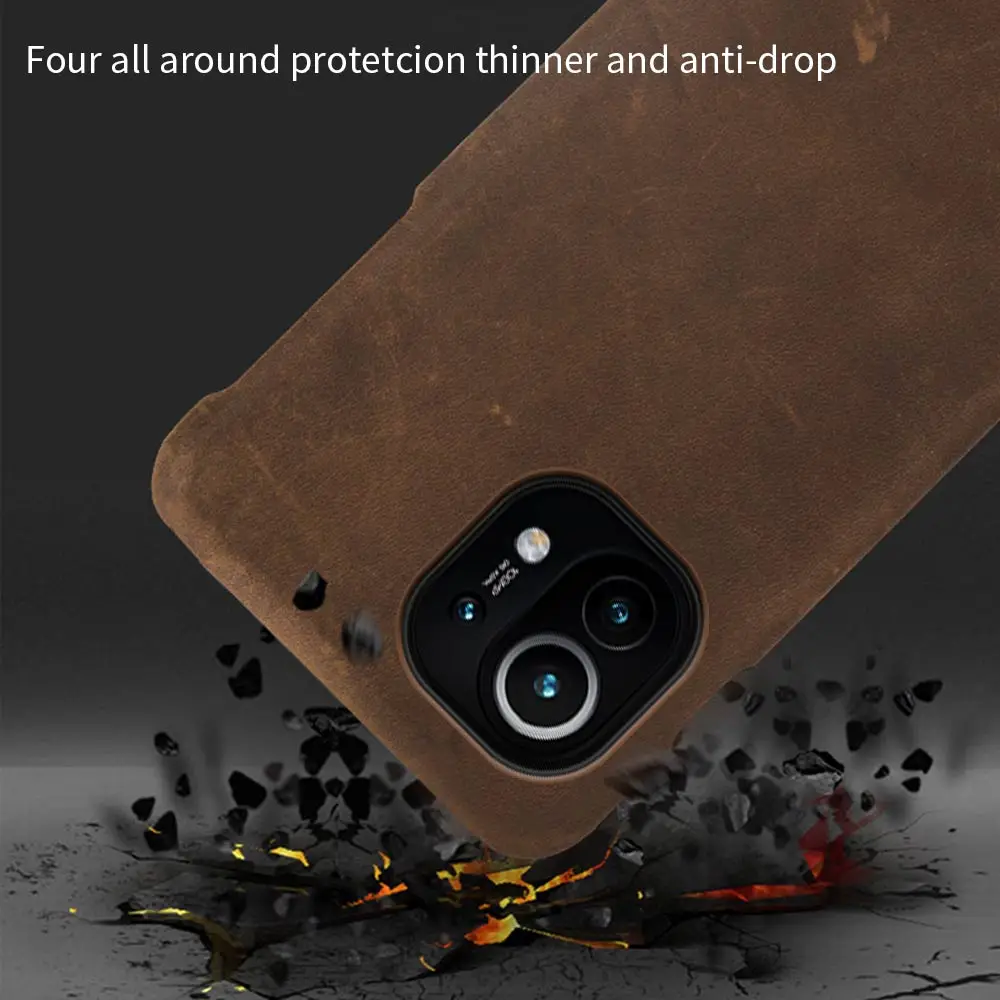 Genuine PULL-UP Leather Case for Xiaomi Mi 12S Ultra 12T 11 12 Lite 11T Poco X3 X4 Pro F3 F4 GT Cover For Redmi Note 10 11 9 Pro