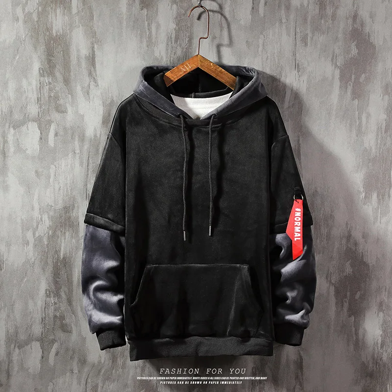 

Mens Oversize Sweatshirt 2020 Winter Thick Fleece Warm Casual Sweatshirt Male Fashion Printed Sweatshirts Black Hoodie For Men