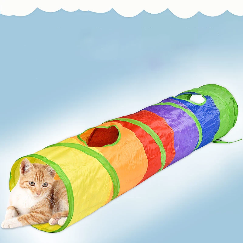 Складной туннель для кошек с двумя отверстиями игрушка котят кролик комнатный и