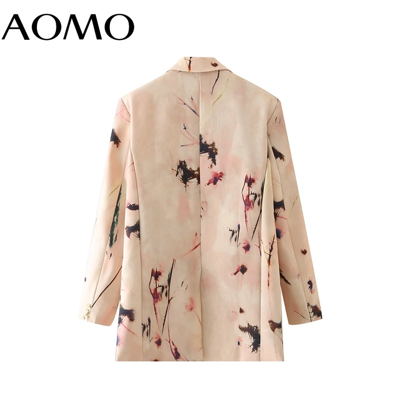

AOMO Women 2021 Autumn Tie Dyed Print Blazer Coat Vintage Long Sleeve Female Outerwear Chic Tops DA63A