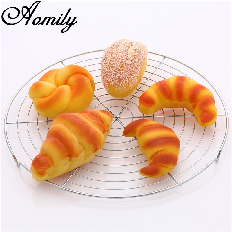 Amoliy 32.4cm Nonstick Cake Cooling Rack Round Grid Cookies Biscuits Bread Tray Stainless Steel Wire Baking Tools | Дом и сад