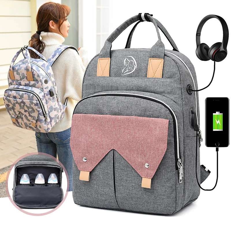 

Baby Diaper Bag Mommy Backpack For Mom USB Maternity Baby Nappy Nursing Bags Travel Diaper Backpack for Stroller Kit Baby