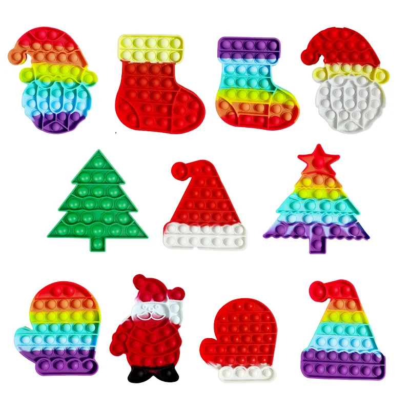 

Fidget Toy Pops It Kawaii Christmas Tree Hat Sensory Toys for Special Needs Adhd Autism Stress Reliever Toys Squishy Kid Gift