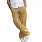 Повседневные брюки для девочек Однотонные Цвет с несколькими карманами свободного кроя с эластичной тесьмой прямые брюки для бега трусцой Мужская одежда штаны мужские 2021