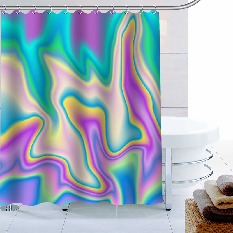 Custom Text Holographic Backgrounds Decor Shower Curtain Waterproof Mildew Proof Bath Polyester Fabric Bathroom | Дом и сад