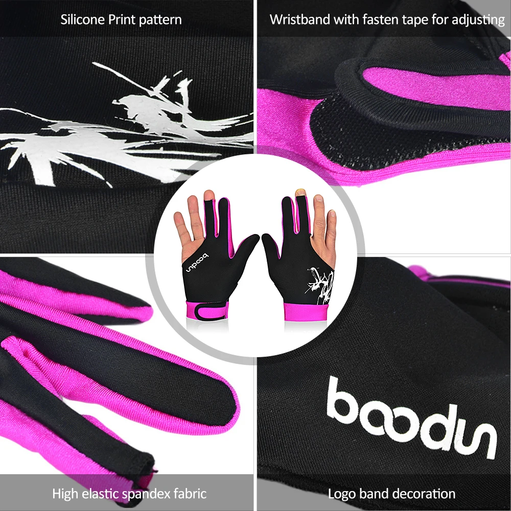 

BOODUN 1Piece Billiard Glove 3 Fingers Cue Sports Glove Men Women Billiard Shooters Right Left Interchangeable Snooker Gloves