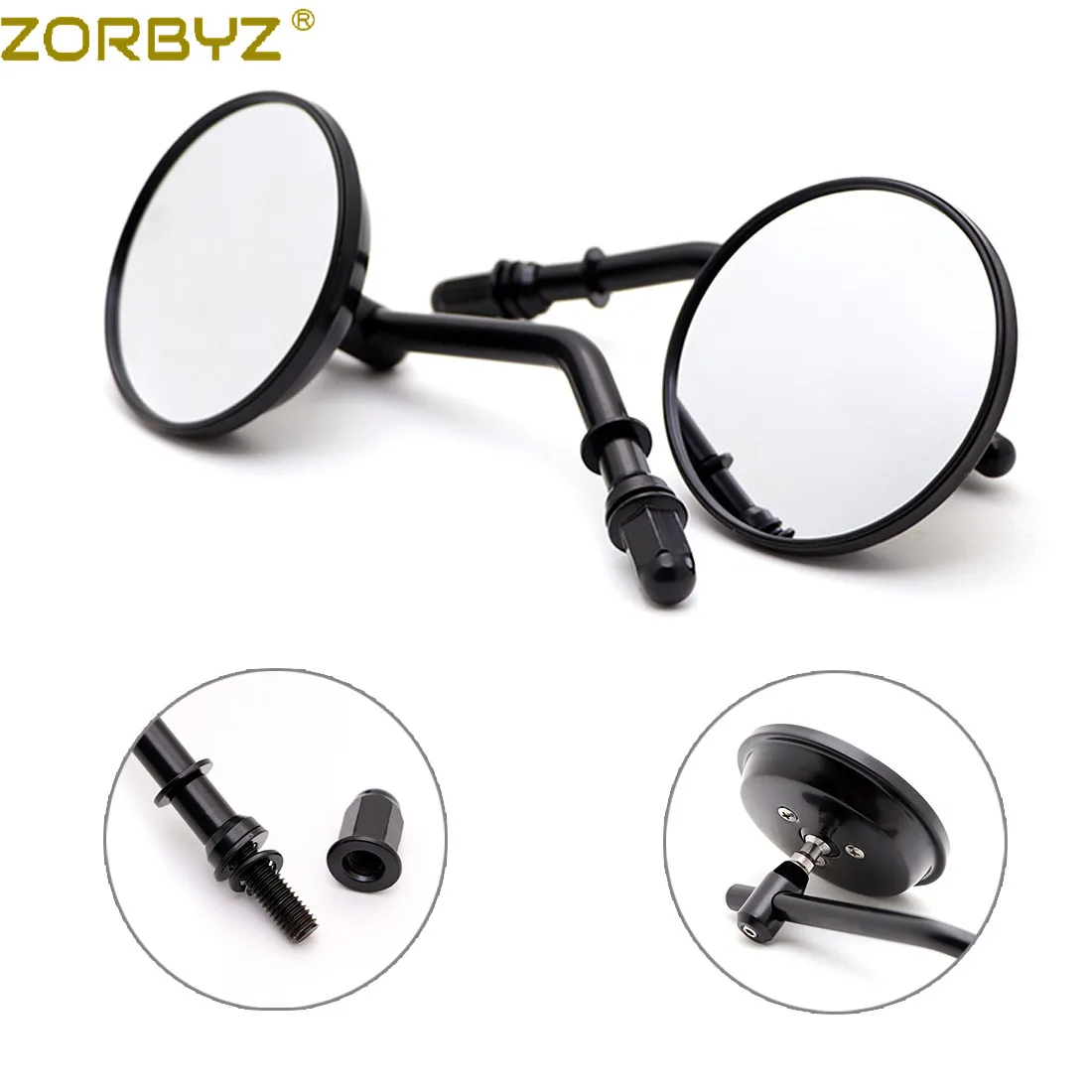 ZORBYZ мотоциклетные 3 &quotчерные круглые боковые зеркала заднего вида для Harley dyna Fatboy