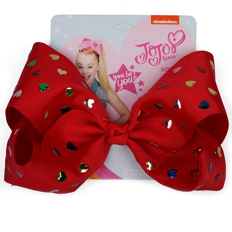 

8" jojo siwa Bows Clip Grosgrain Heart Rhinestone Hair Bow with Alligator Clips Hairpins Fashion Hair Accessories for Children