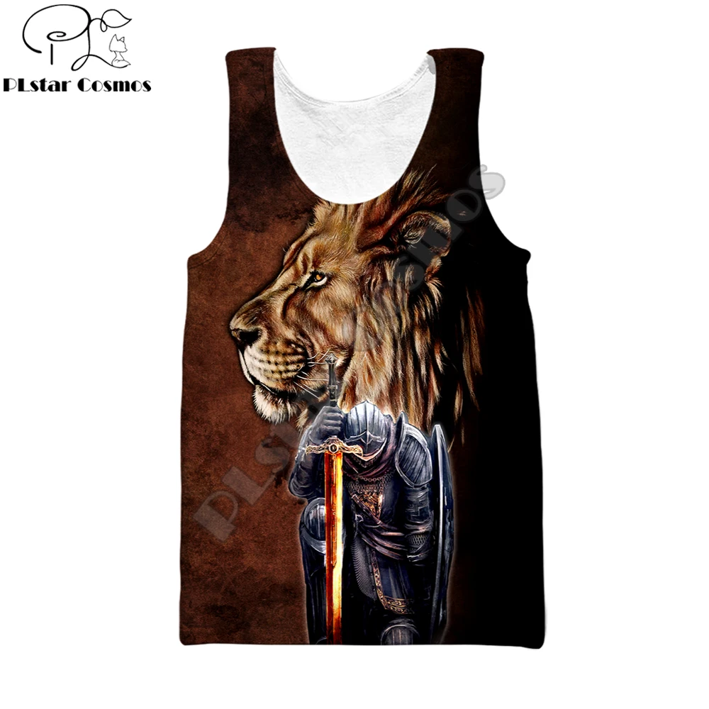Мужской жилет с 3D принтом льва и рыцарей модная футболка без рукавов летняя
