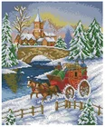 Набор для вышивки крестиком 14 карат, зимний пейзаж, катание на снегу