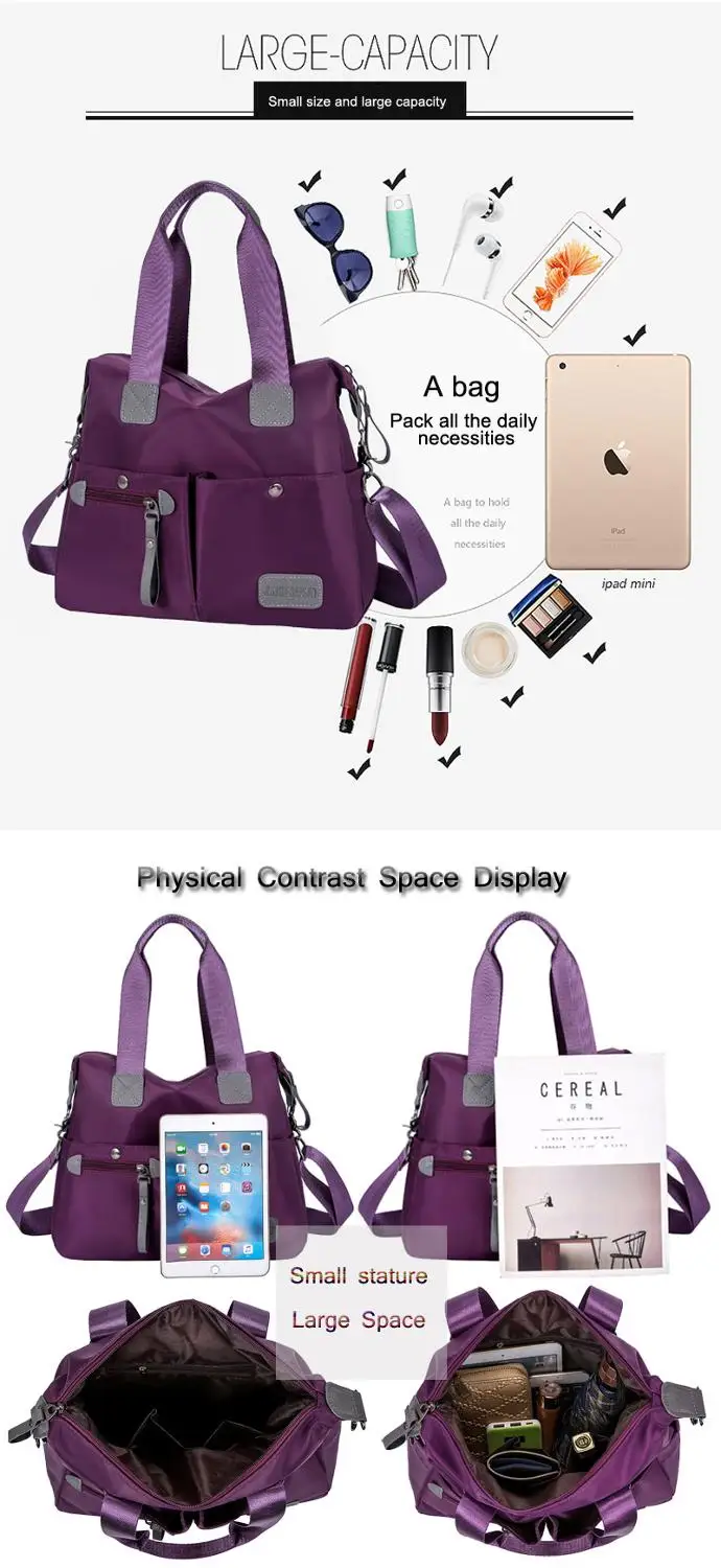 Разноцветная женская сумка из ткани Оксфорд нейлоновая через плечо диагональная