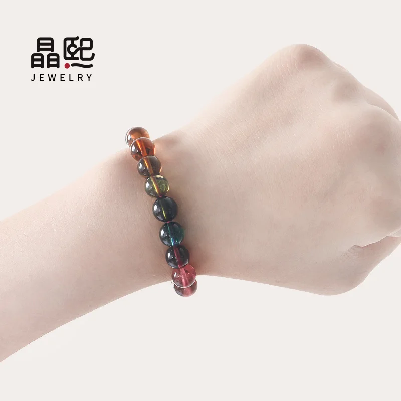 Браслет женский из арбуза и турмалина ожерелье цепочки 18 К натурального