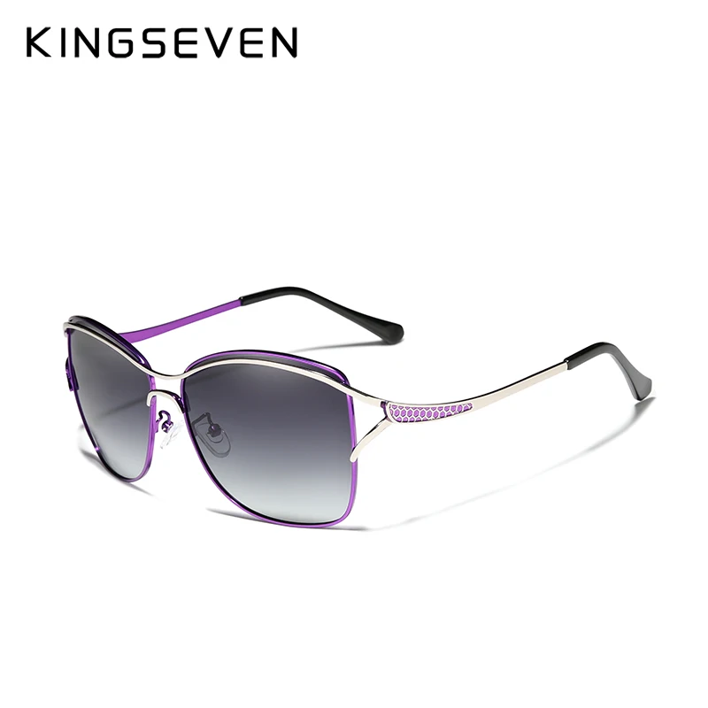 Purple Gradient Gray KINGSEVEN ретро женские солнцезащитные очки поляризованные Роскошные женские брендовые дизайнерские солнечные очки с градиентными линзами для женщин - Цвет линз: Purple Gradient Gray