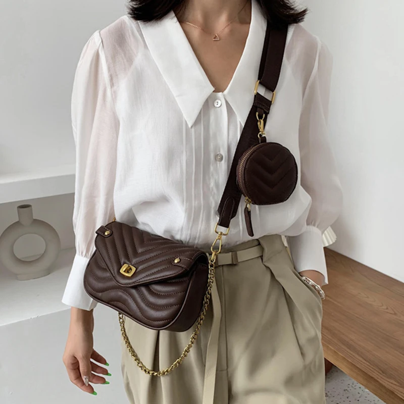 

Chuwanglin Small PU Leather Shoulder Bag For Women Purse Handbags Female Travel Crossbody Bag ladies chain Sling bag 1291616