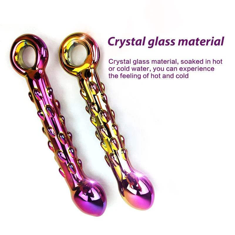 Colorful Crytal Glass Anal Plug Lighted Headed Particles G Spot Wizard Penis Huge Large Dildo For Adult Artificial |