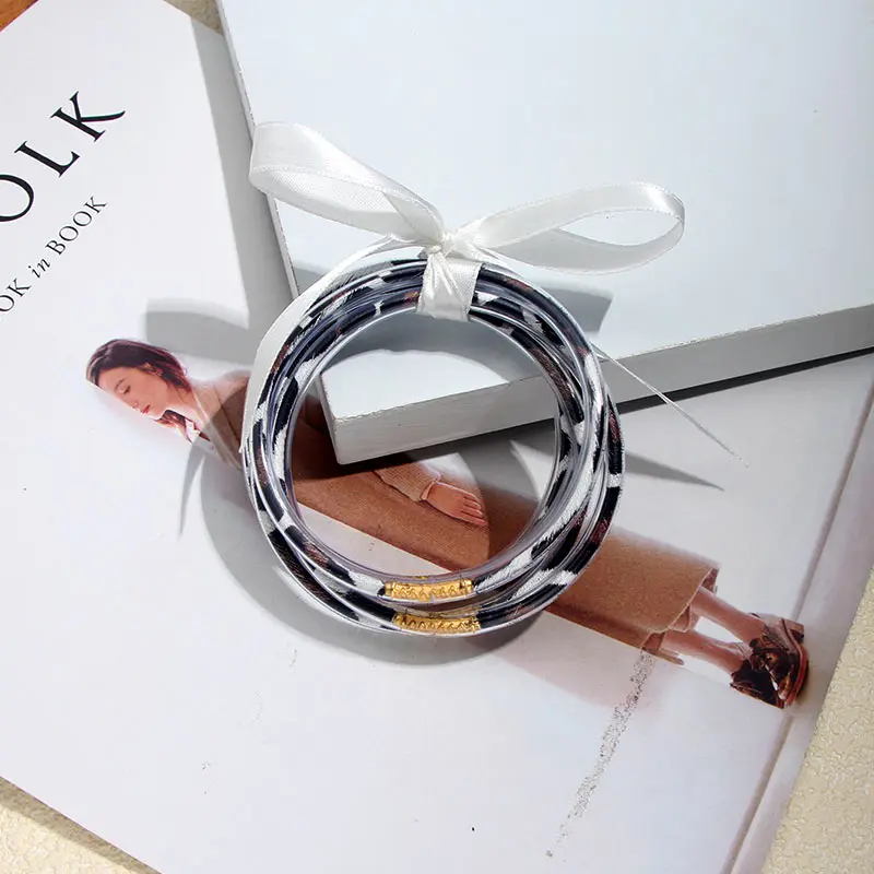 JJFOUCS 5 шт./компл. бант желе браслет для женщин модные браслеты Леопард кожа Змея