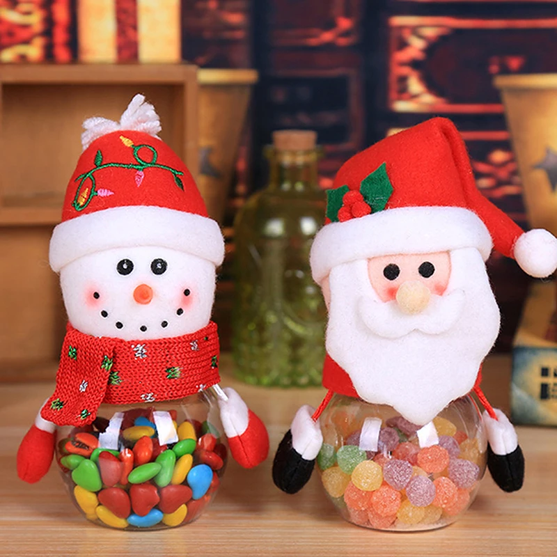 

Hristmas Plastic Transparent Candy Jar Storage Bottle Santa Bag Sweet Christmas Candy Bag Boxes Child Kids Gifts New Year Hot