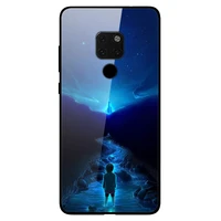 glass case for huawei mate 20 phone case back cover with black silicone bumper star sky pattern