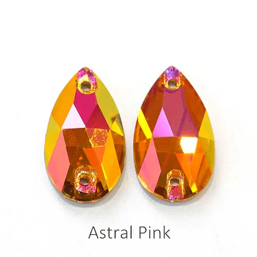 Astral Pink 11x18 мм Красочные 24 цвета лучшее качество пришить стразы каплевидной формы бутик стекло Flatback пришить декоративные камни для одежды F0051 - Цвет: Astral Pink
