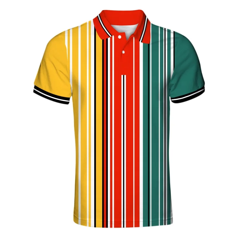 Мужская футболка поло Cloudstyle повседневная полосатая с короткими рукавами и 3D