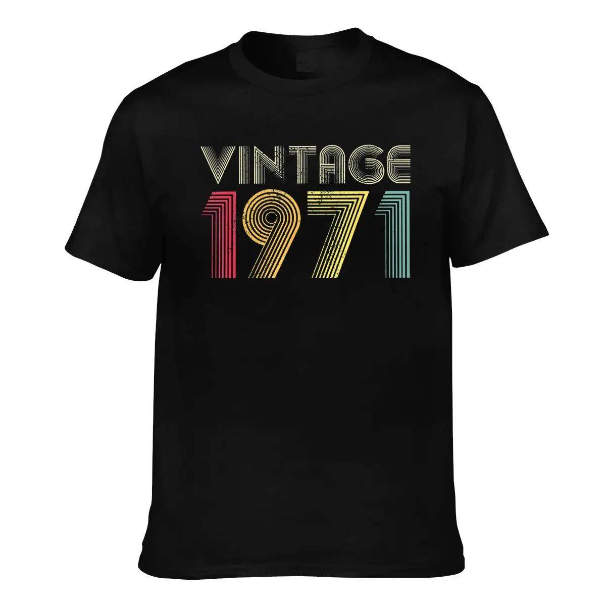 

Vintage 1971 Birthday Gift T Shirt Blessing Letters 100 Percent Cotton Male T-Shirt Short Sleeve Printed Tshirt Streetwear