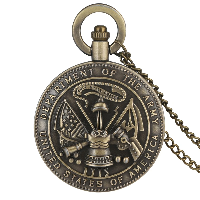 

Antique The United States of America Department Of The Army Quartz Pocket Watch Retro Necklace Pendant Chain Clock for Men Women