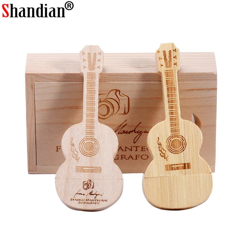 

SHANDIAN USB2.0 Flash Drive Wooden Guitar Pen Drive Flash Drive 32gb Pendrive 64gb 16gb 4gb Memory Stick U Disk free custom logo