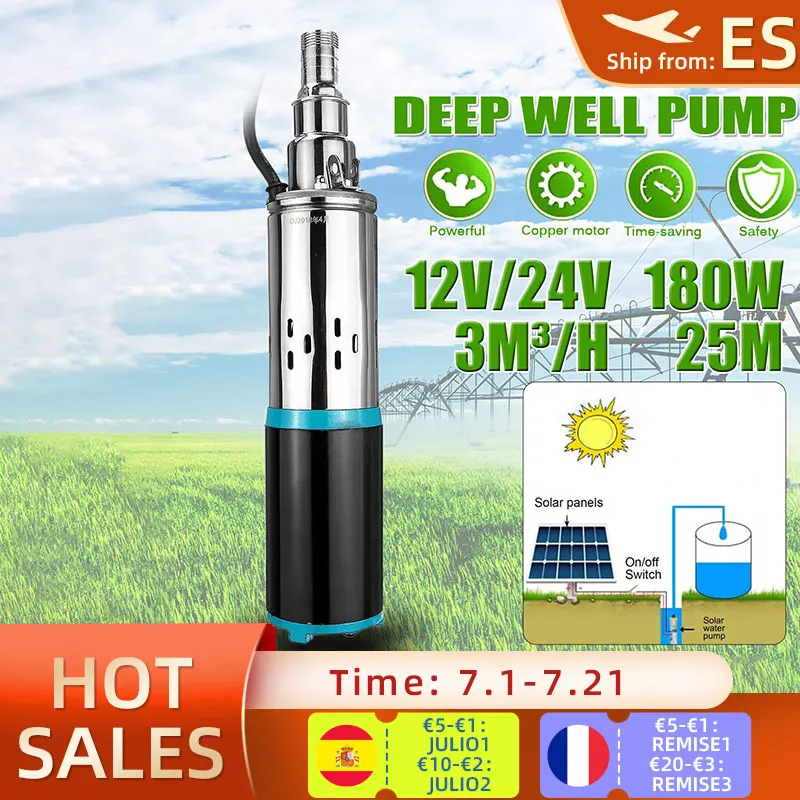 Водяной насос на солнечной батарее погружной высокого давления для колодцев 12