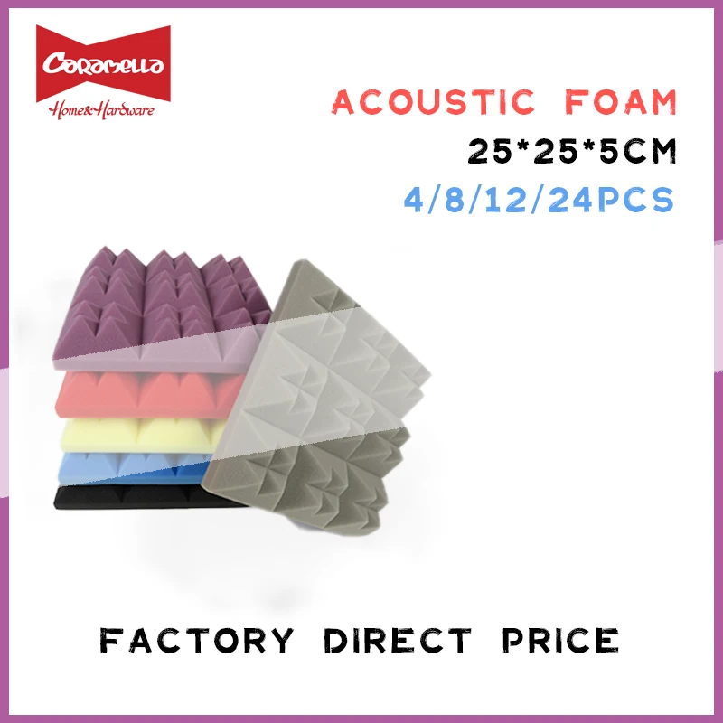 

12/24 штук 250x250x50 мм студийная Звукоизоляционная пена Тройная башня Звукопоглощающая Панель для обработки плитки клиновидная Защитная губка