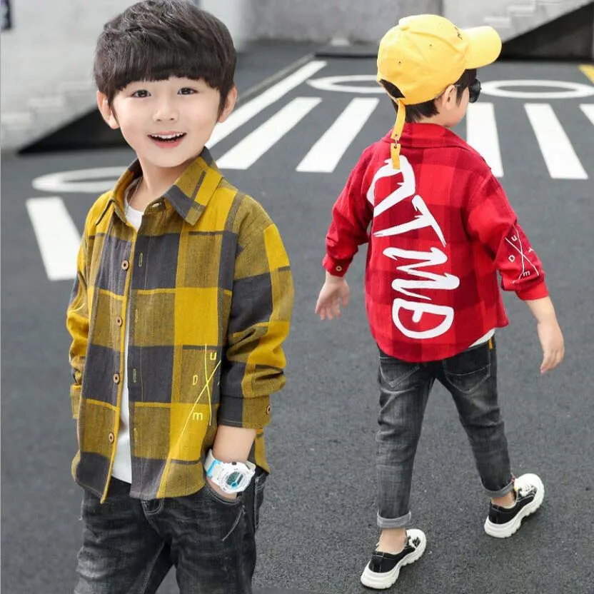 Весенняя одежда для мальчиков хлопковая теплая рубашка с длинным рукавом модные