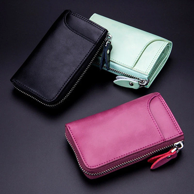 

Fashion Elegant Women Short Leather Wallet Portable Solid Color Purse Hot Female Change Purse Lady Clutch